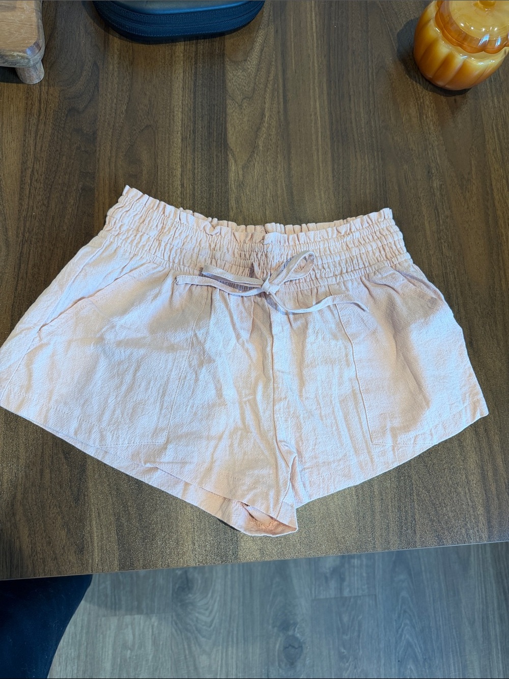 SHEIN Light Pink Elastic Waist Drawstring Shorts